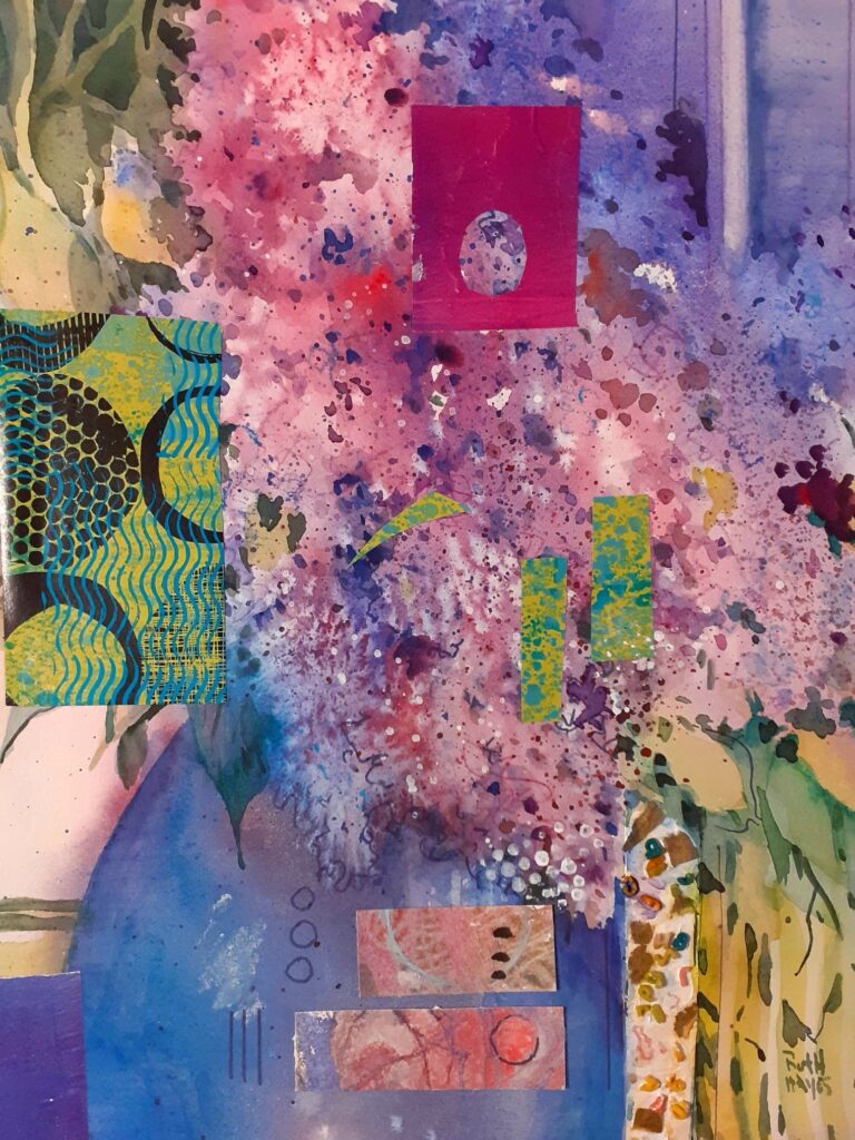 Lilacs - mixed media original by Ruth Hayes 